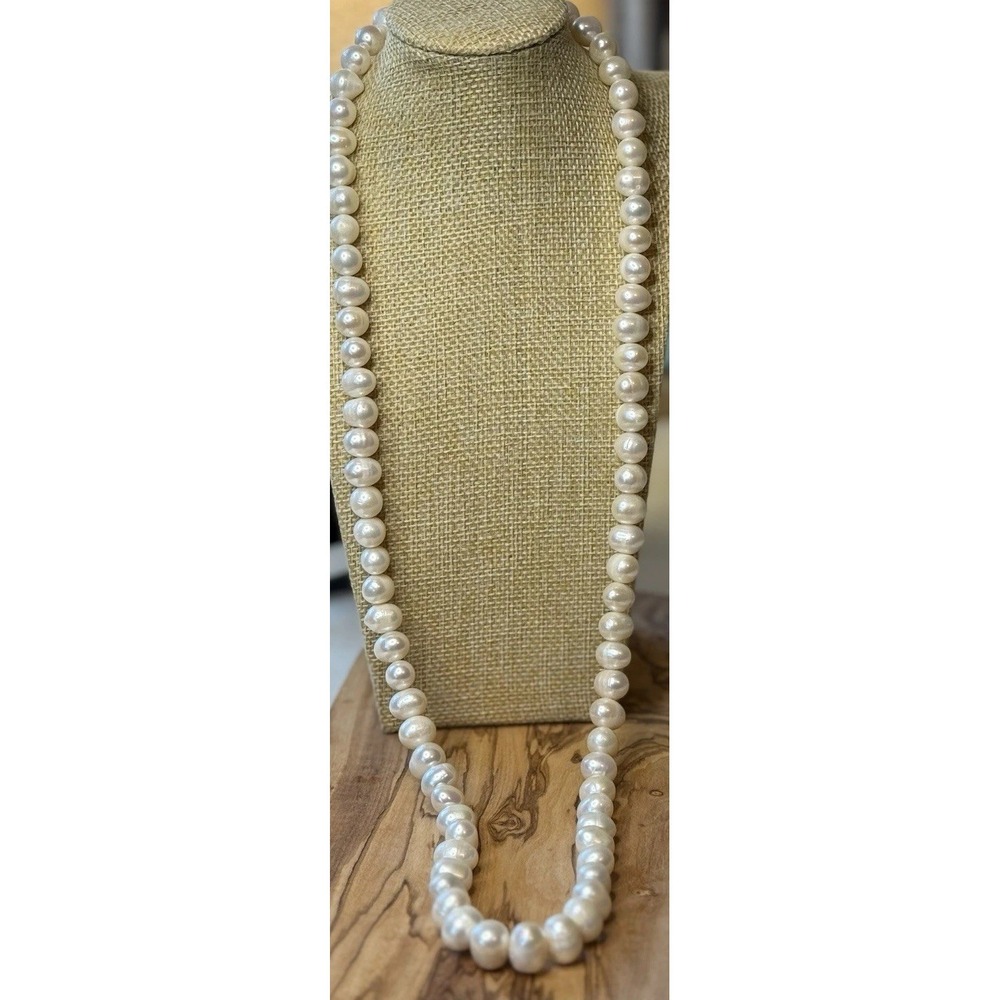 Vintage Pearl 30" Freshwater TENG YUE Necklace Signed Grandmacore Strand